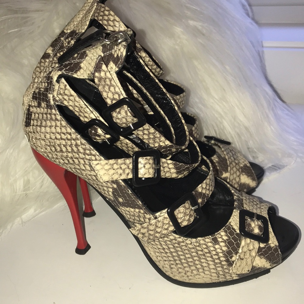 Authentic Giuseppe Snakeskin, red accent heel